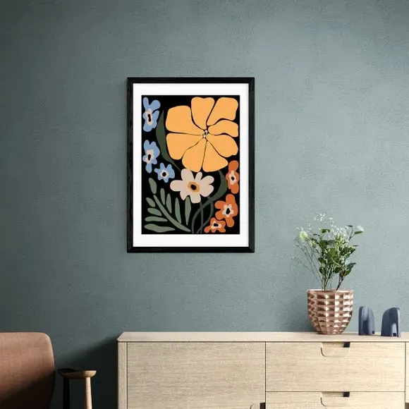 Blooming Big Floral Night Art Print - Multicolor