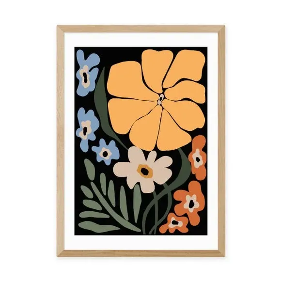 Blooming Floral Night Art Print - Multicolor
