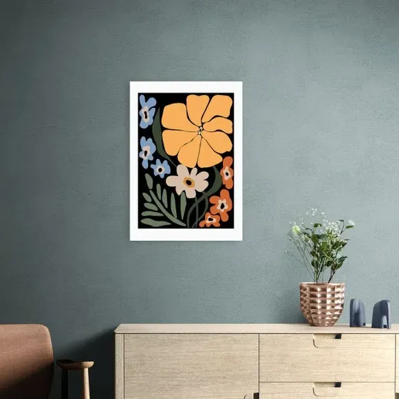 Blooming Floral Night Art Print - Multicolor
