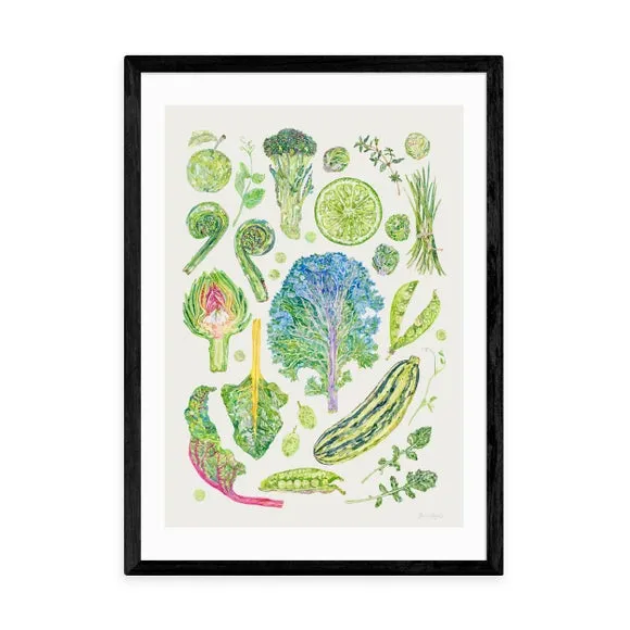 Botanical Framed Print - Green, Paper