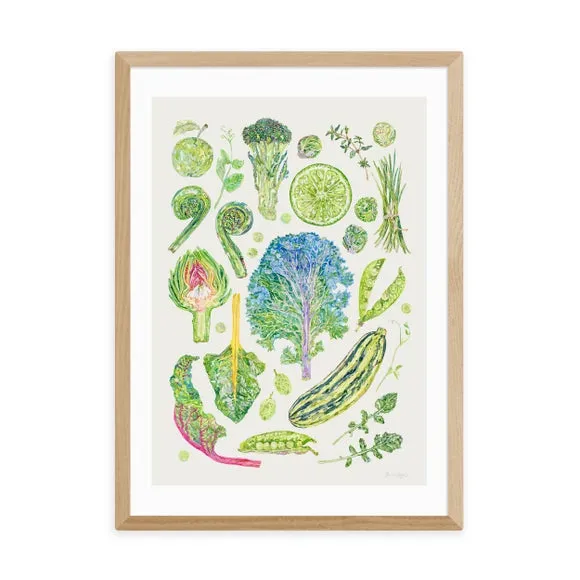 Botanical Framed Print - Green, Paper