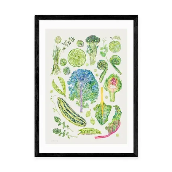 Botanical Framed Print - Green, Paper