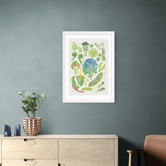 Botanical Framed Print - Green, Paper