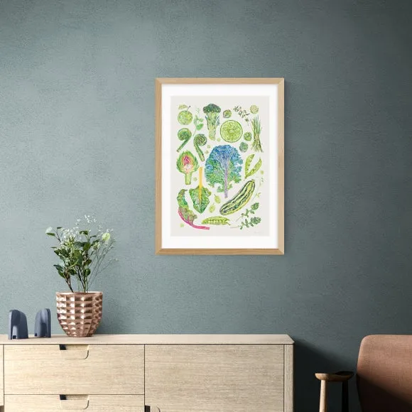 Botanical Framed Print - Green, Paper