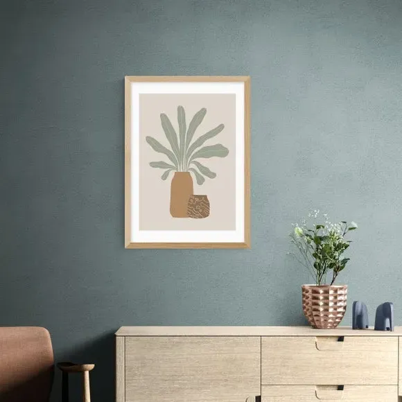 Botanical Framed Print with Vases - Natural