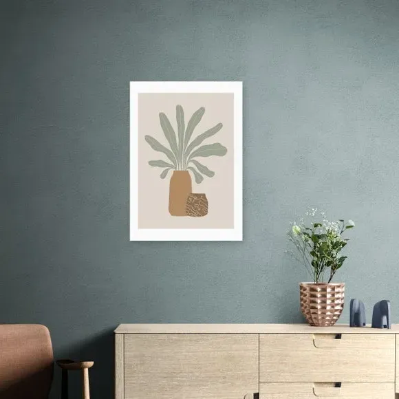 Botanical Framed Print with Vases - Natural image
