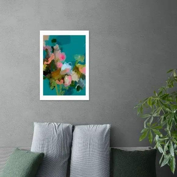Bouquet Floral Wall Print - Blue image