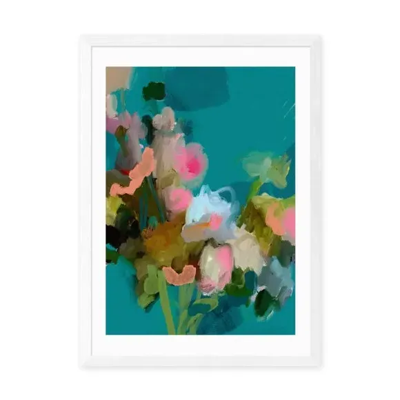 Bouquet Floral Wall Print - Blue