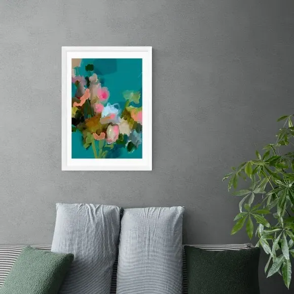 Bouquet Floral Wall Print - Blue