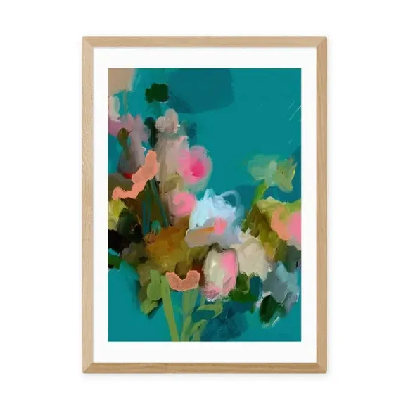 Bouquet Floral Wall Print - Blue