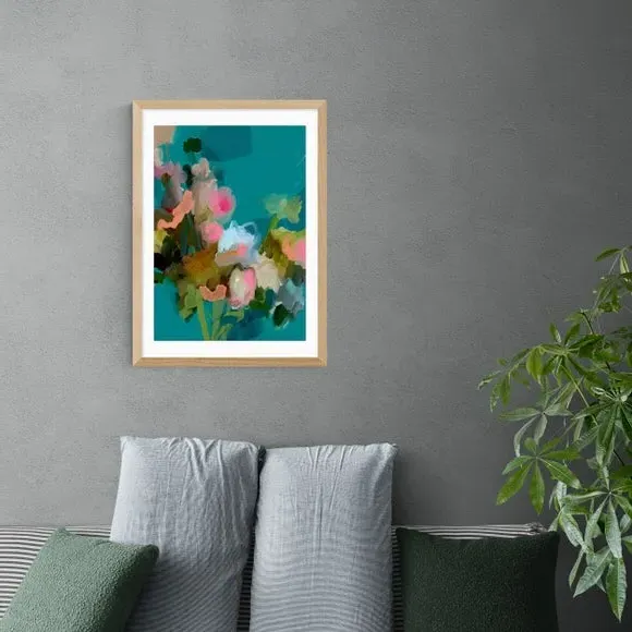 Bouquet Floral Wall Print - Blue