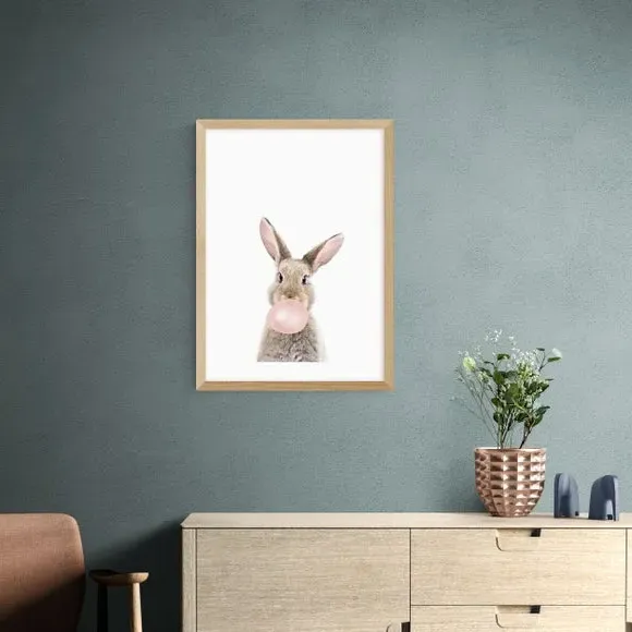 Bubble Gum Bunny Wall Print - Pink