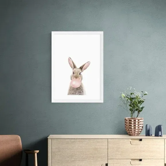 Bubble Gum Bunny Wall Print - Pink