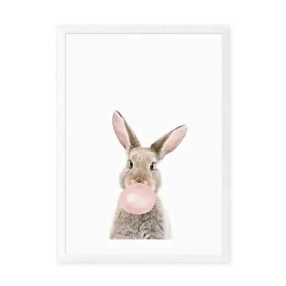 Bubble Gum Bunny Wall Print - Pink