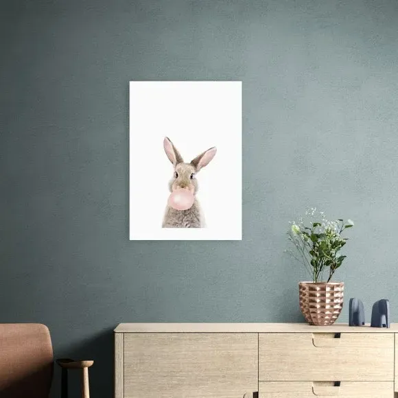 Bubble Gum Bunny Wall Print - Pink image