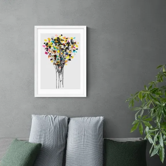 Buttercups 2 Wall Print - Blue, Paper