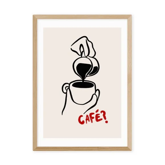 Cafe Wall Print with Frame - Black, Wood