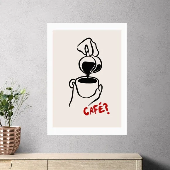 Cafe Wall Print with Frame - Black, Wood image