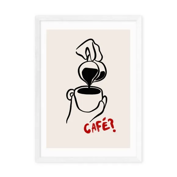 Cafe Wall Print with Frame - Black, Wood