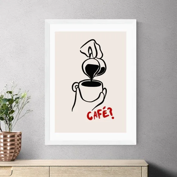 Cafe Wall Print with Frame - Black, Wood
