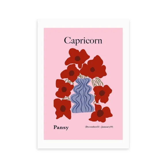 Capricorn Art Print - Pink, Archival Paper