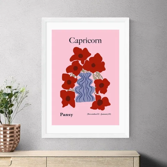 Capricorn Art Print - Pink, Archival Paper