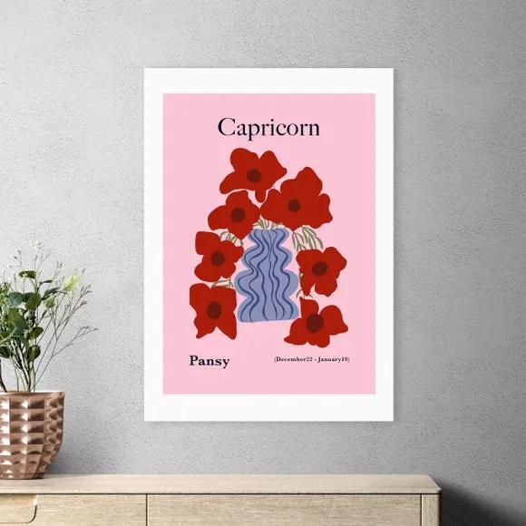 Capricorn Art Print - Pink, Archival Paper