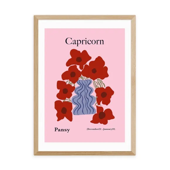 Capricorn Art Print - Pink, Archival Paper