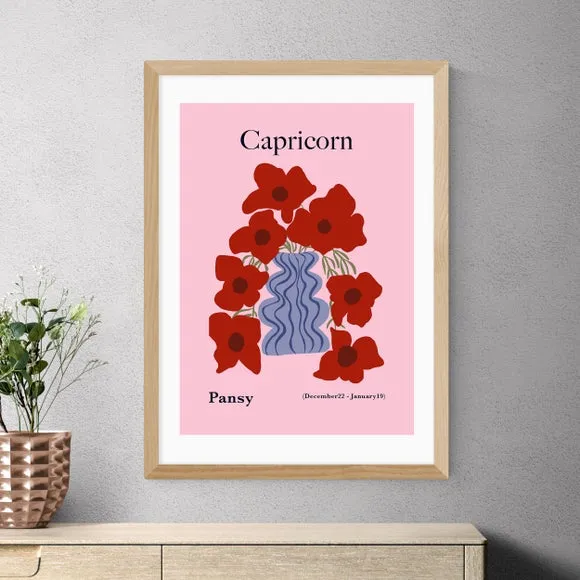 Capricorn Art Print - Pink, Archival Paper