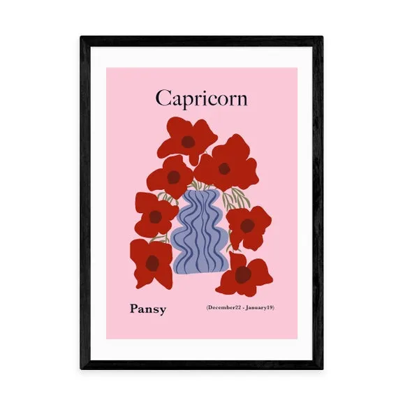 Capricorn Art Print - Pink, Archival Paper