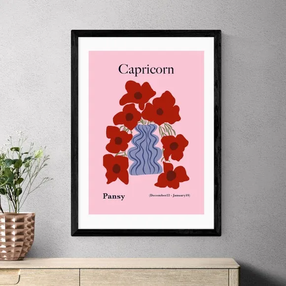 Capricorn Art Print - Pink, Archival Paper