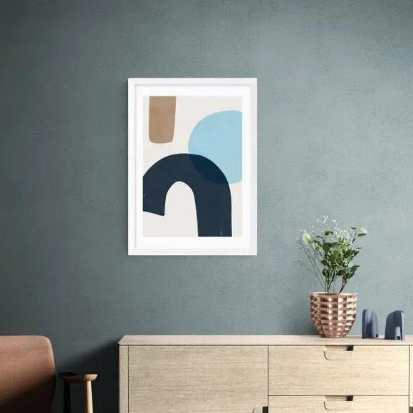 Casa Framed Print - Blue, Watercolour