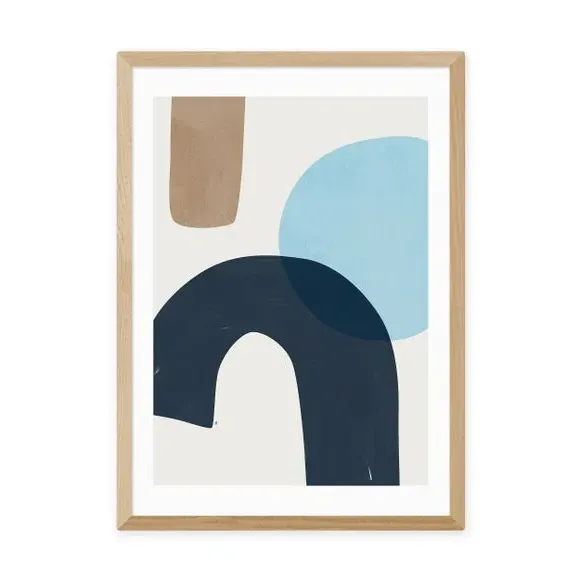 Casa Framed Print - Blue, Watercolour
