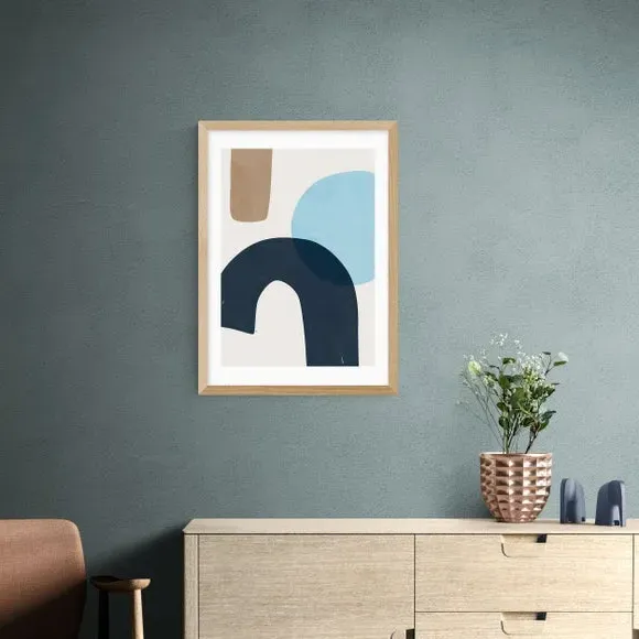 Casa Framed Print - Blue, Watercolour