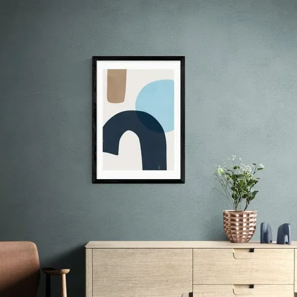 Casa Framed Print - Blue, Watercolour