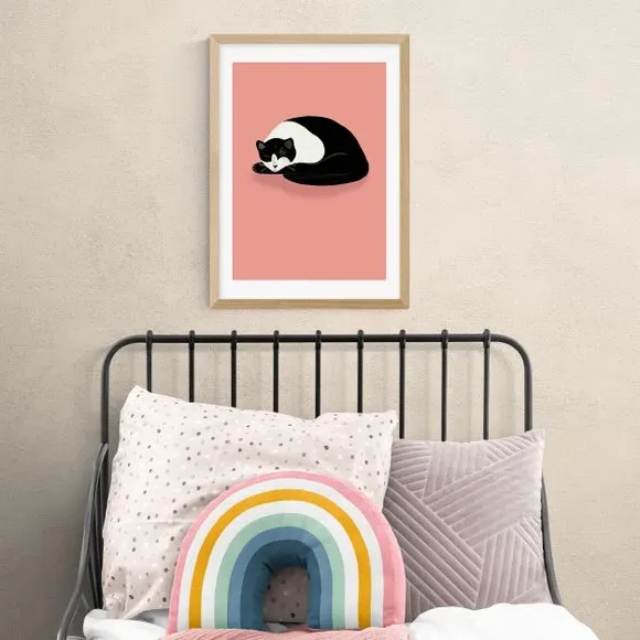 Cat Nap Art Print - Pink