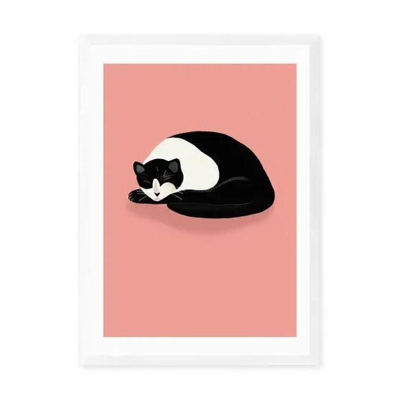 Cat Nap Art Print - Pink