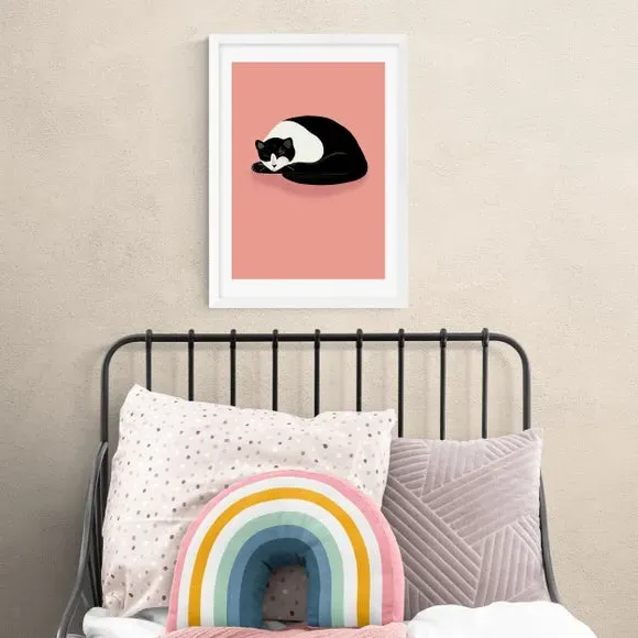 Cat Nap Art Print - Pink