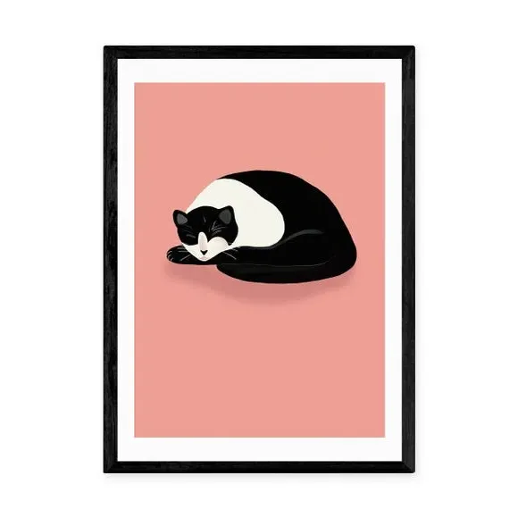 Cat Nap Art Print - Pink