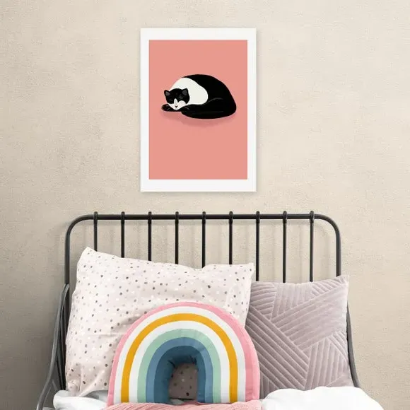 Cat Nap Art Print - Pink image