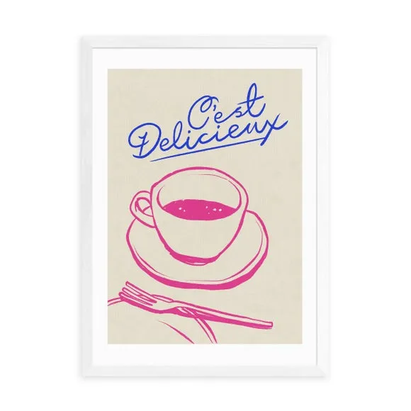 C'est Delicieux Wall Print - Pink, Paper