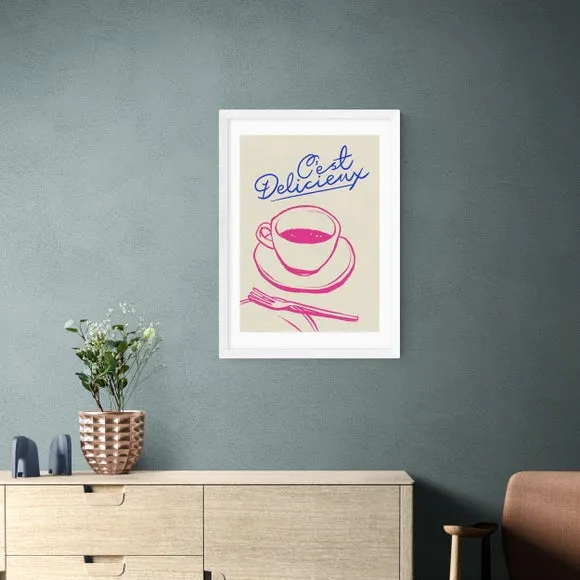 C'est Delicieux Wall Print - Pink, Paper