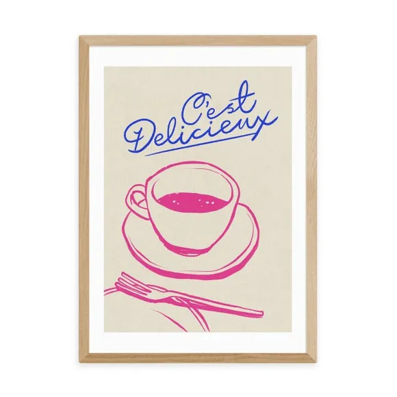 C'est Delicieux Wall Print - Pink, Paper