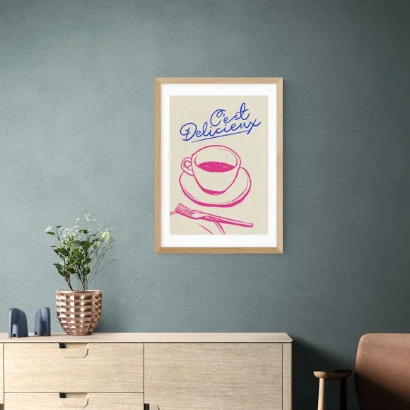 C'est Delicieux Wall Print - Pink, Paper
