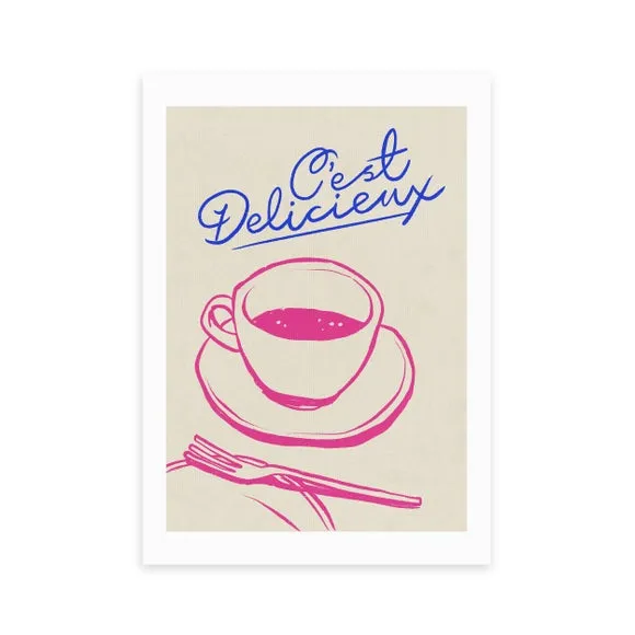 C'est Delicieux Wall Print - Pink, Paper