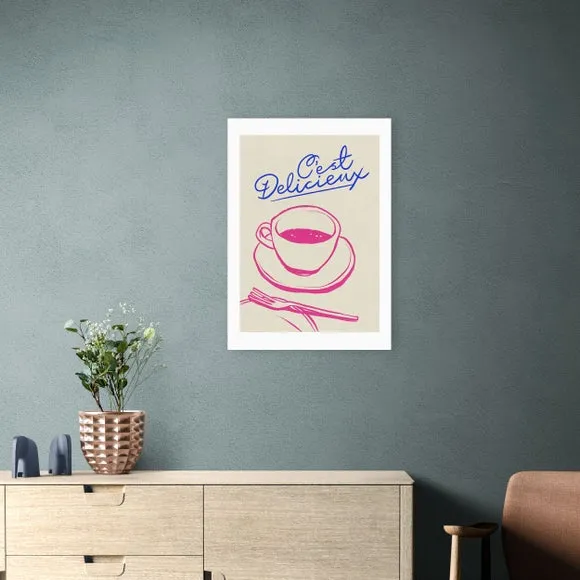 C'est Delicieux Wall Print - Pink, Paper image