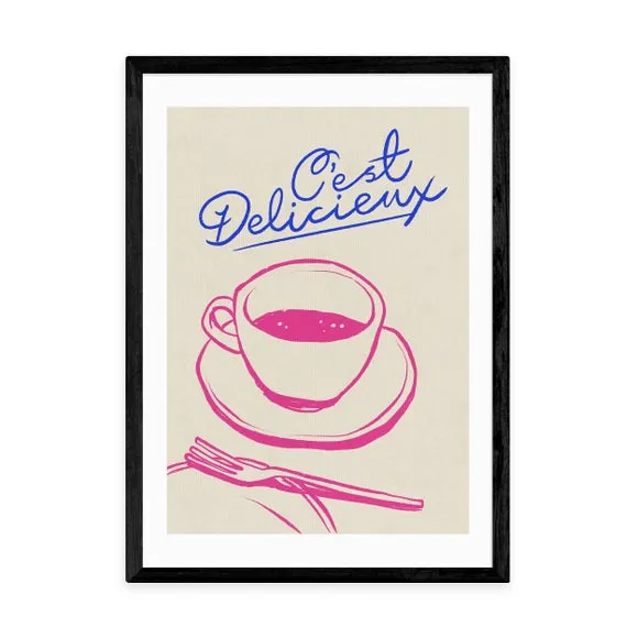 C'est Delicieux Wall Print - Pink, Paper