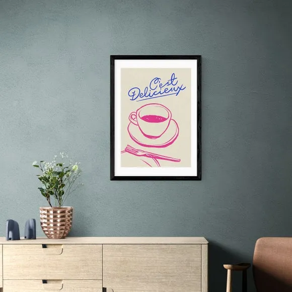C'est Delicieux Wall Print - Pink, Paper