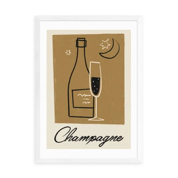 Champagne Wall Print - Gold, Paper