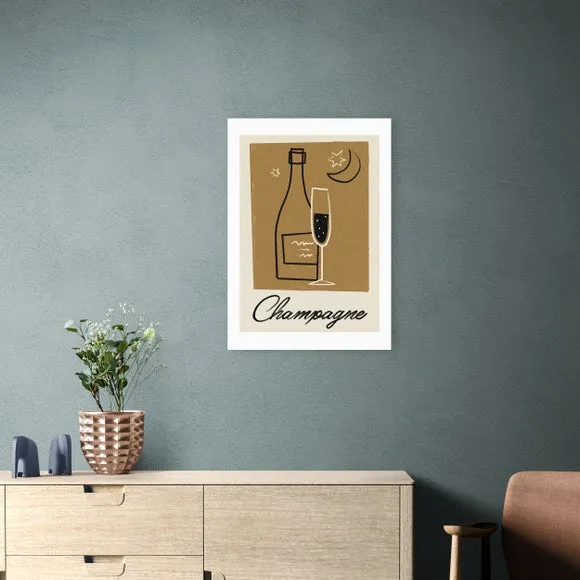 Champagne Wall Print - Gold, Paper image